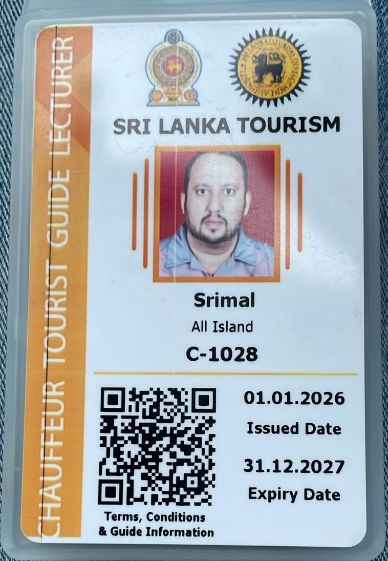 Official SLTDA Tourist Guide License Photo (Front)